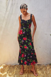 Midnight Rose Midi Dress