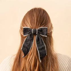 Pearl Hair Bow (Black)