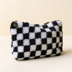 Checkered Teddy Pouch (Black)