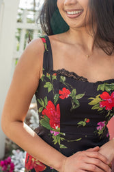 Midnight Rose Midi Dress