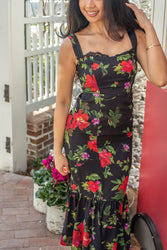 Midnight Rose Midi Dress