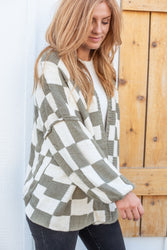 Check Point Knit Cardigan