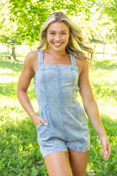 Step Back Denim Romper