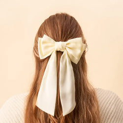 Satin Hair Bow (Cream)