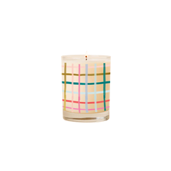 Pretty Plaid Rocks Glass Candle