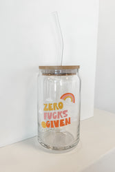 Zero Fucks Given Beer Can Glass